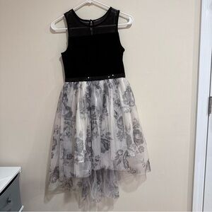 pink & violet Girls Elegant Asymmetrical Velvet & Tulle Dress size 12